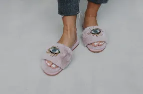 BEADED EVIL EYE SLIPPERS