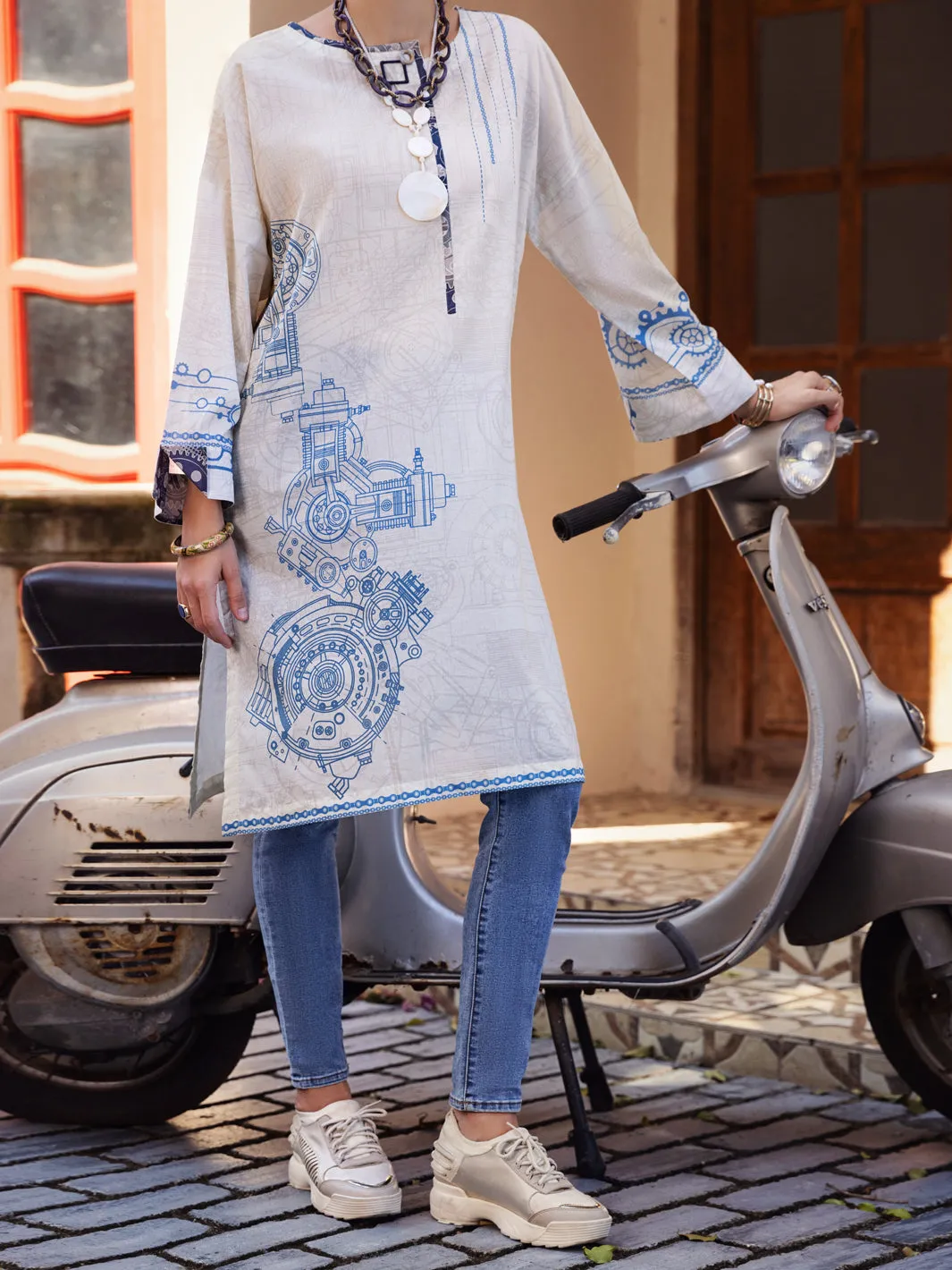 Beige Lawn Tunic - ALP-LK-1566