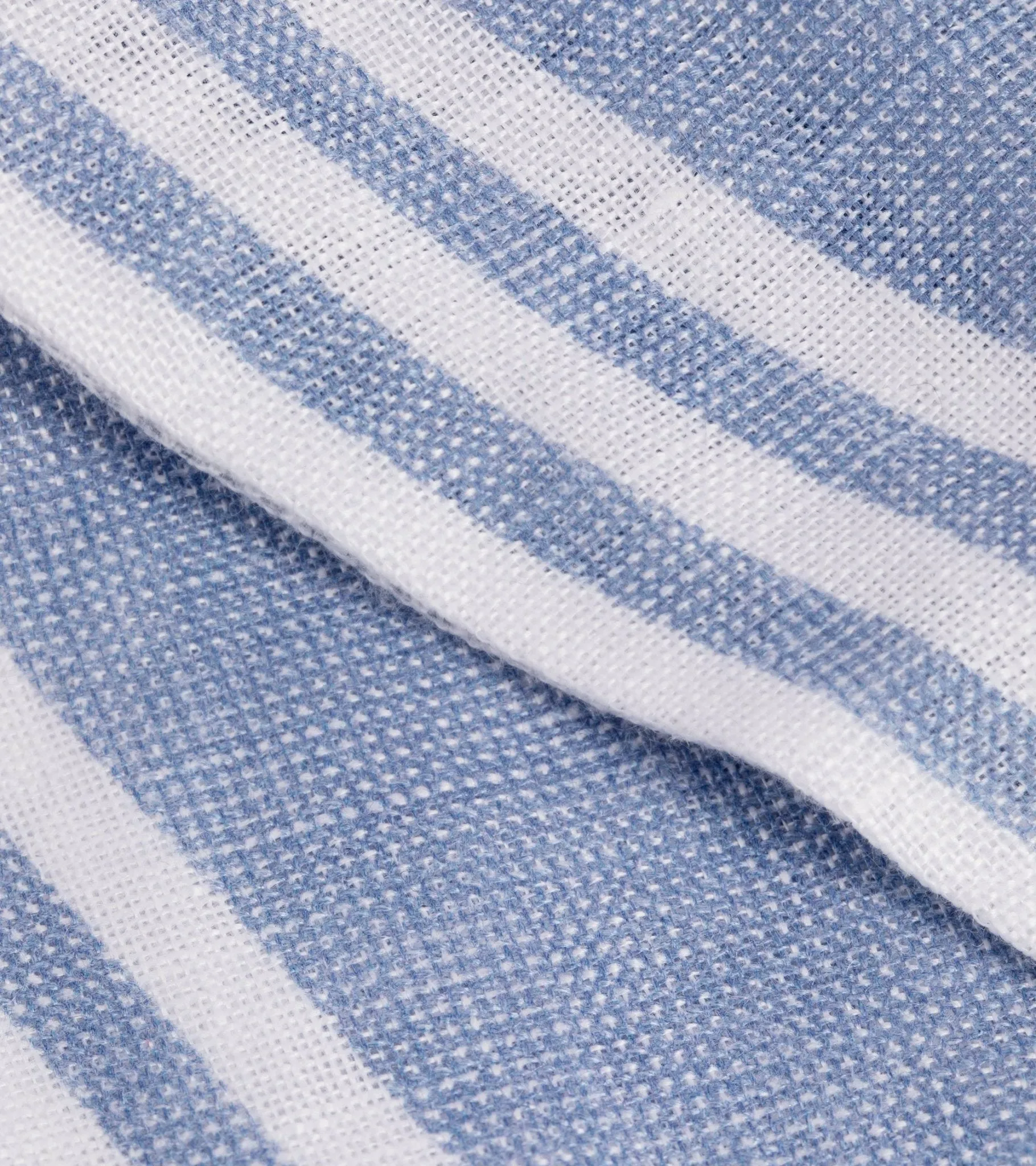 Bigi Linen Border Stripe Triangle Scarf: Light Blue