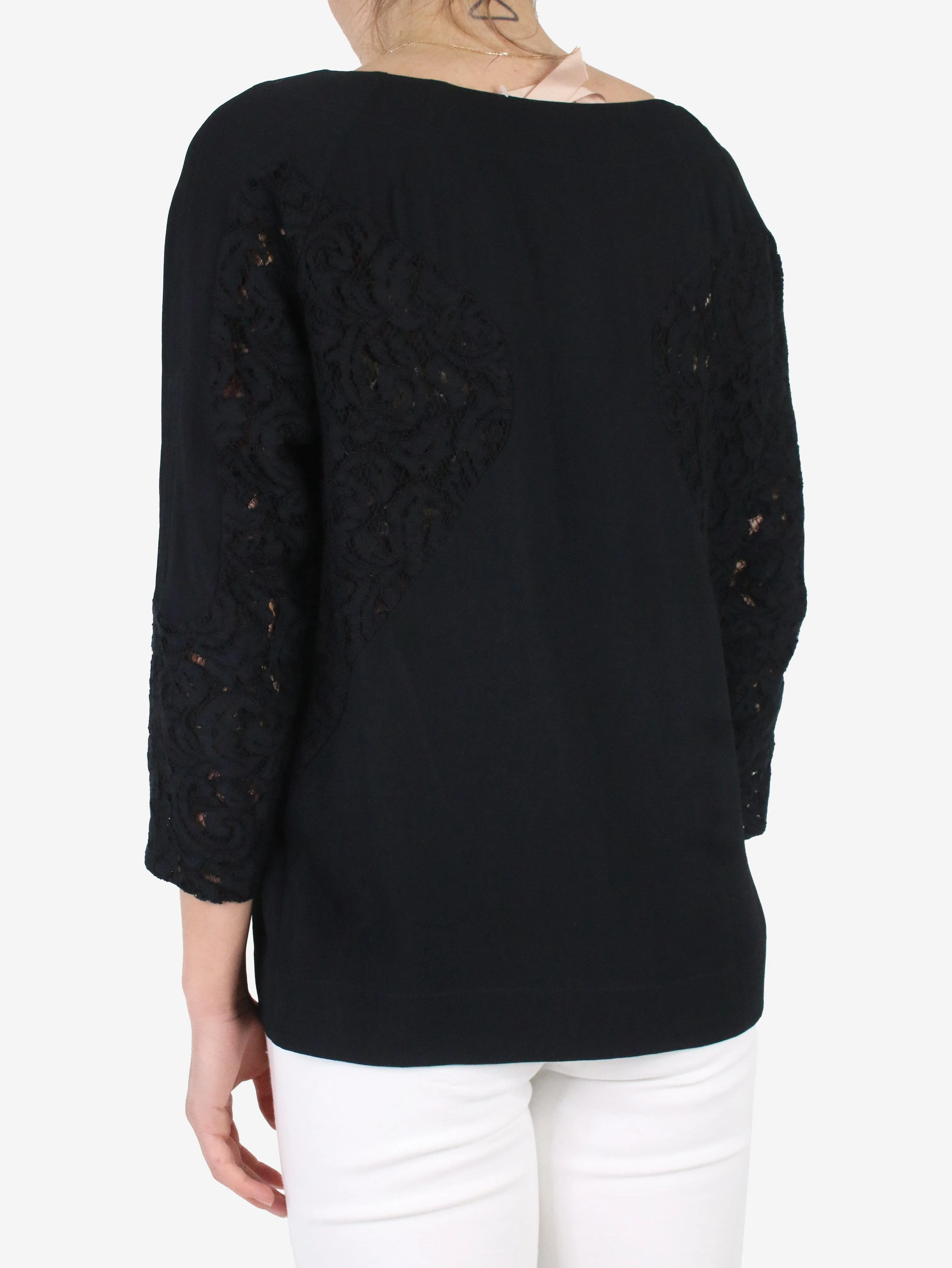 Black floral lace blouse - size IT 40