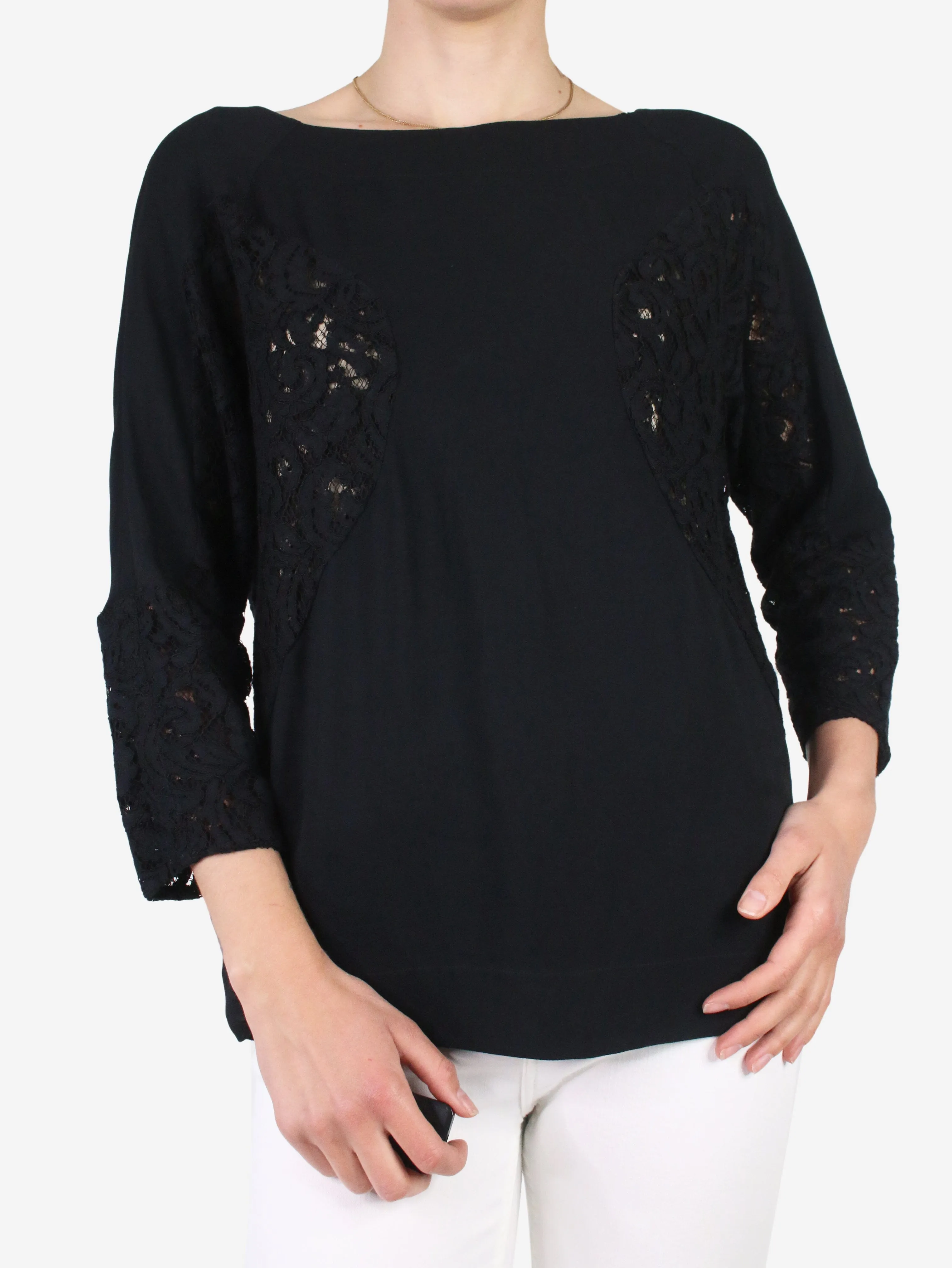 Black floral lace blouse - size IT 40