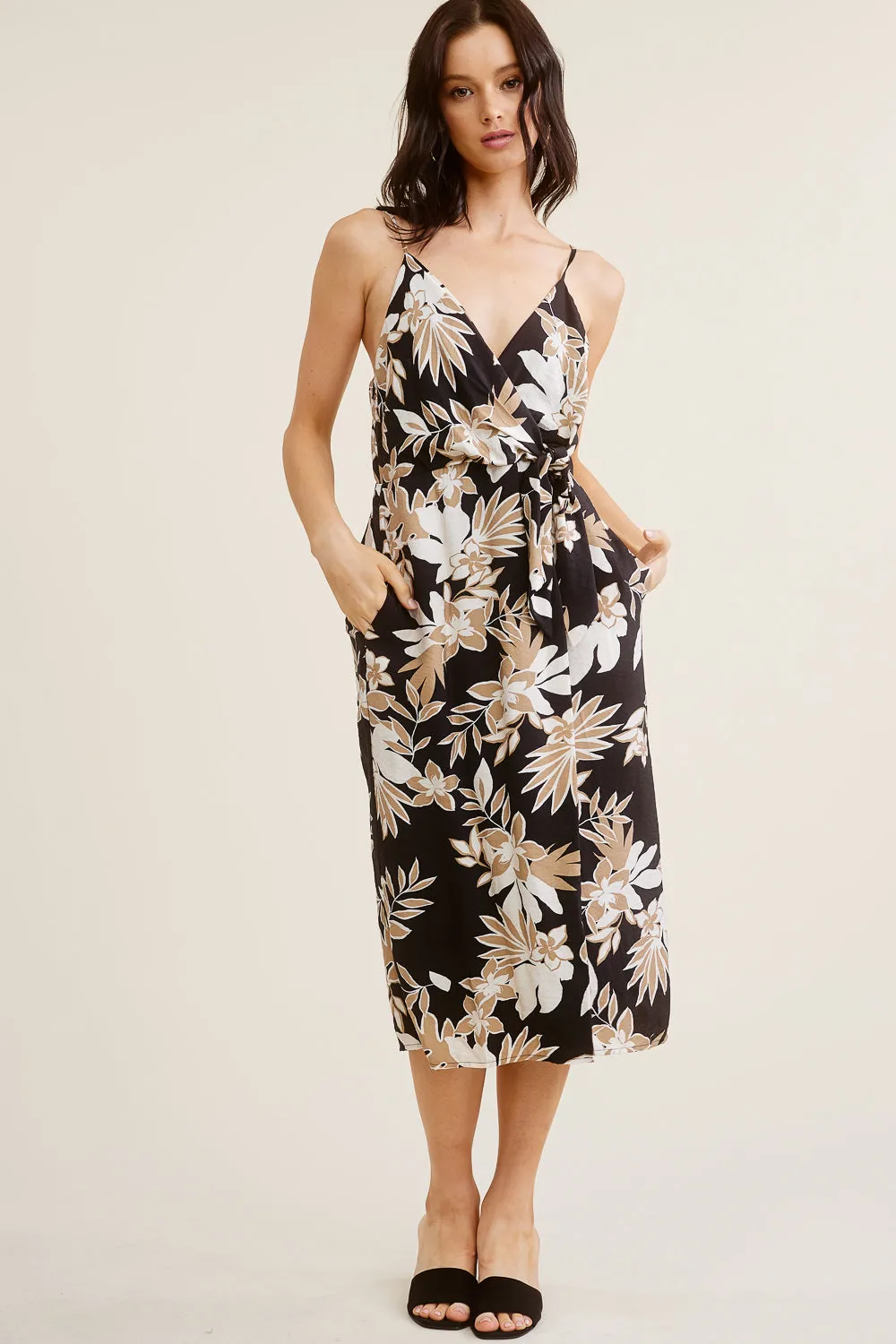 Black Floral Midi Dress