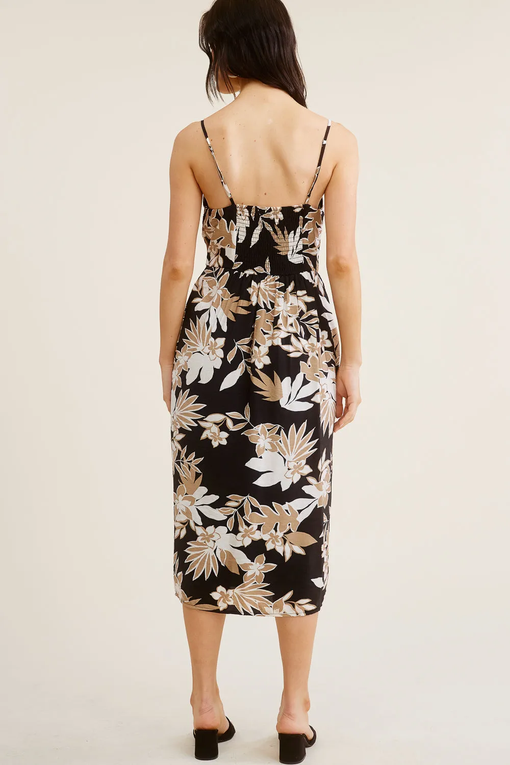 Black Floral Midi Dress