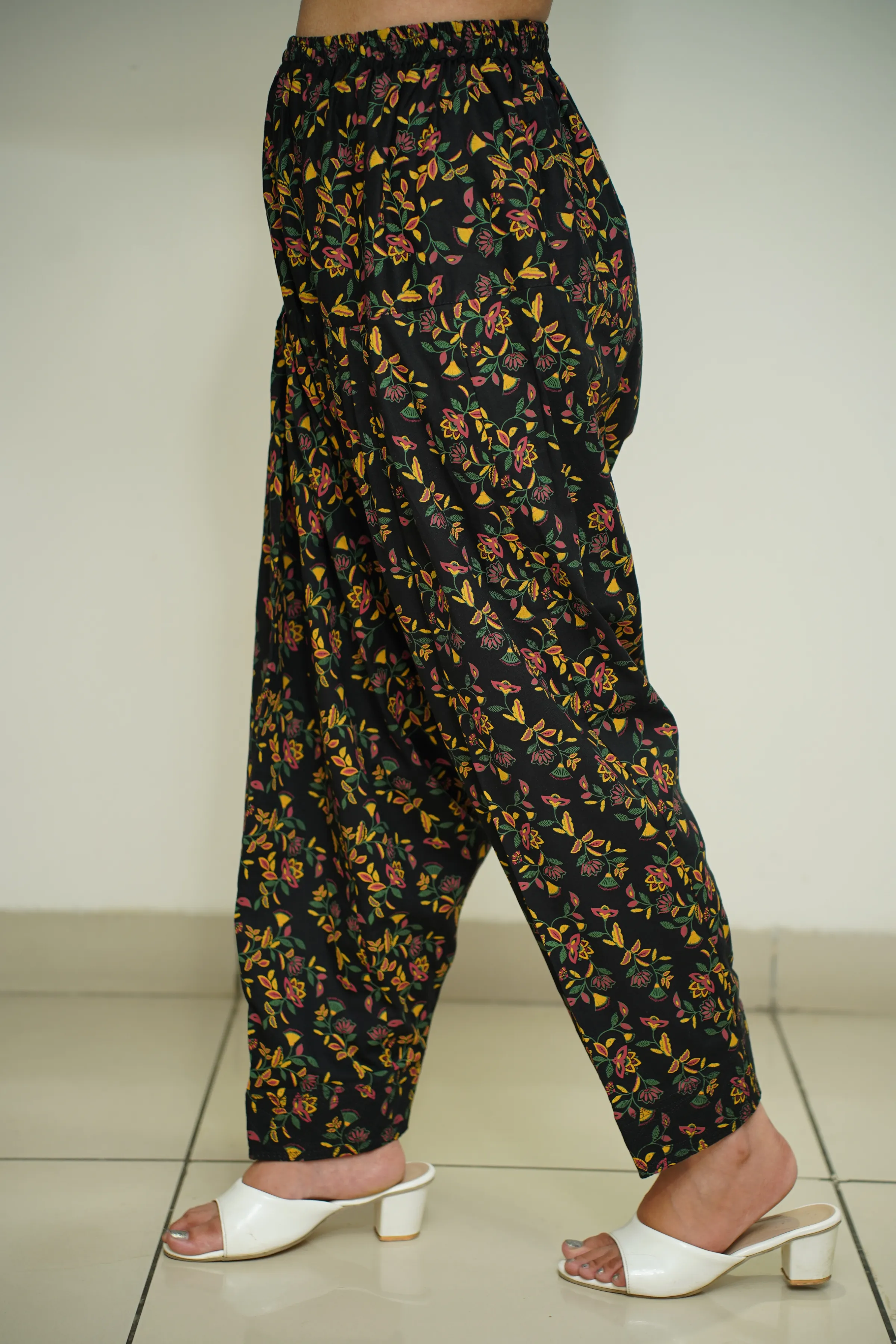 Black Floral Rayon Salwar