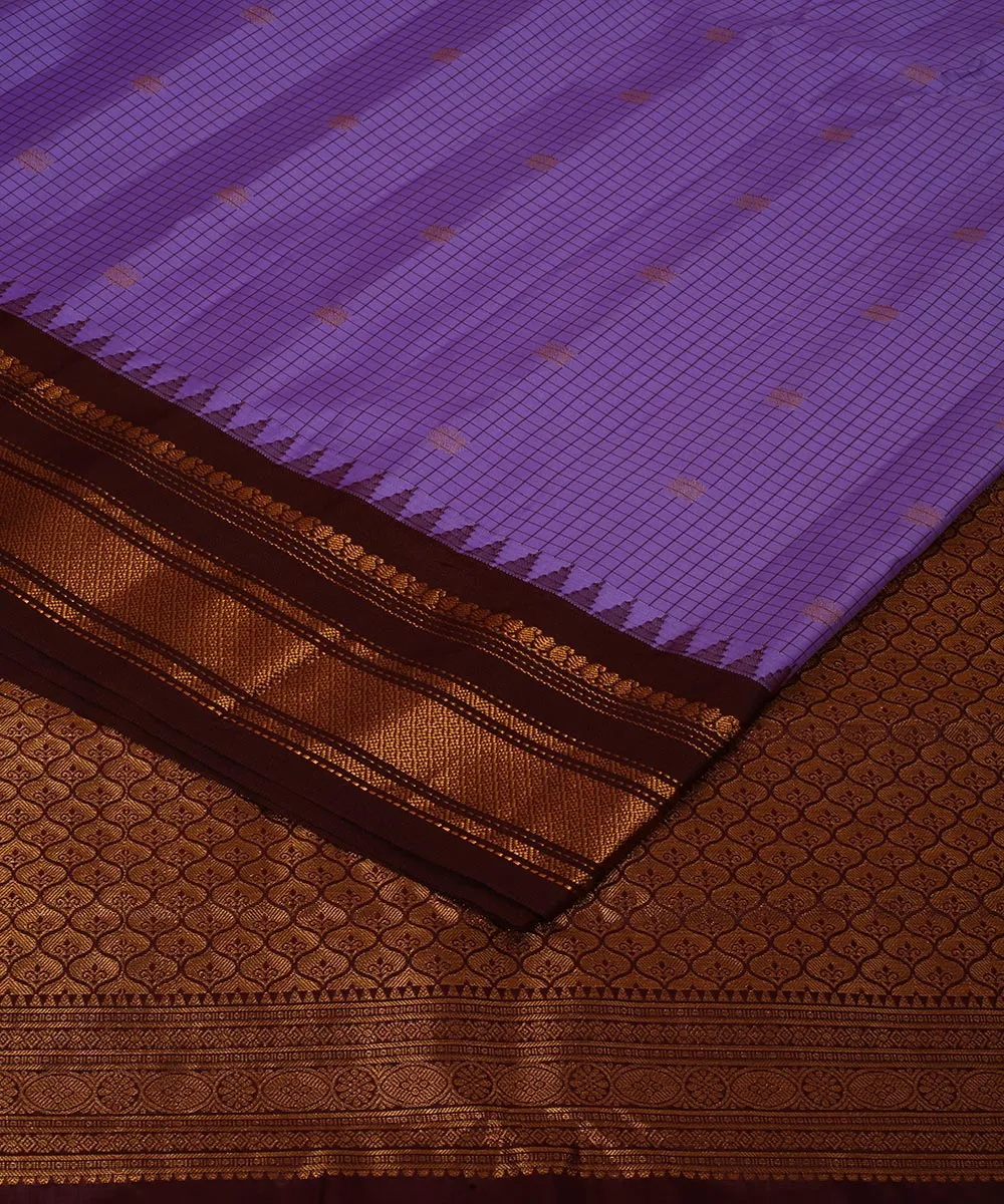 Blue dark brown handwoven gadwal silk saree