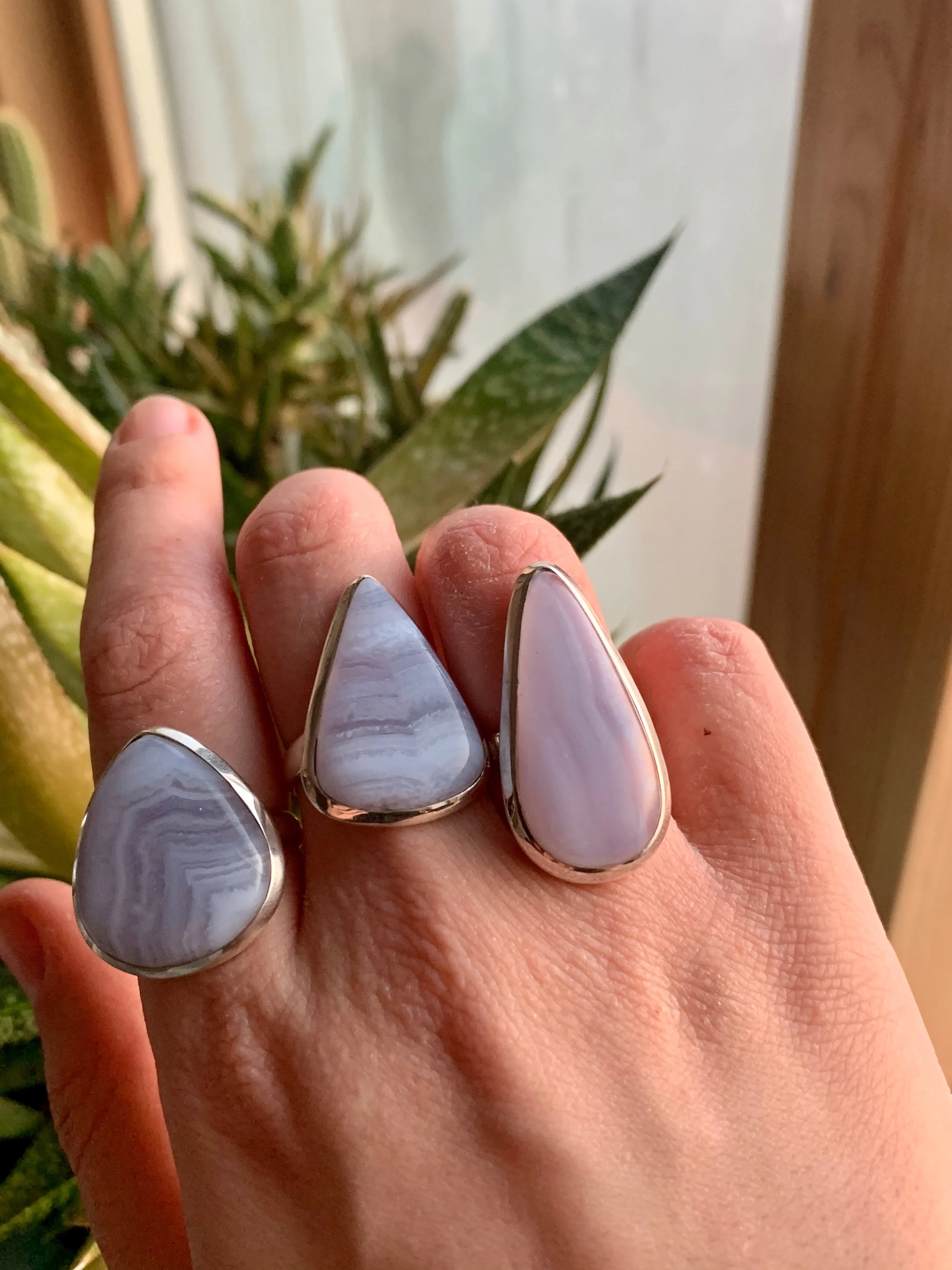 Blue Lace Agate Ariel Ring - Teardrop (US 7.5 & 8)