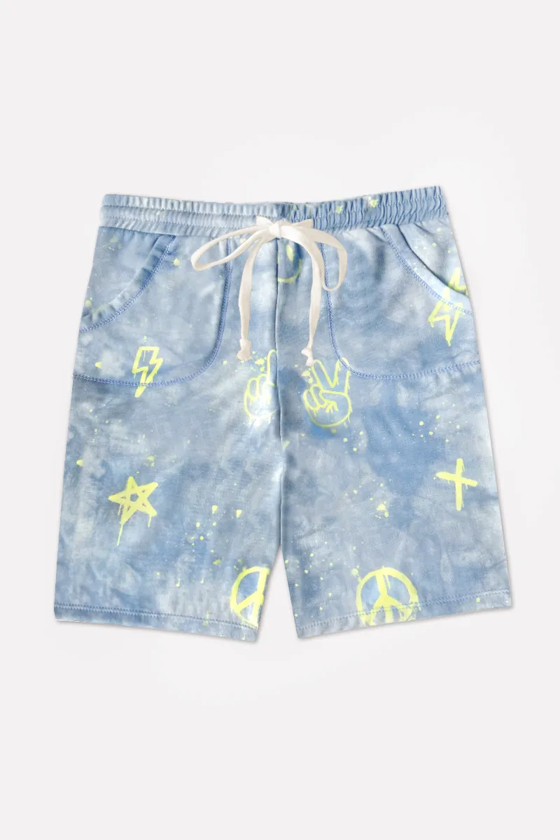 Board Short - Denim Tie Dye Emojis