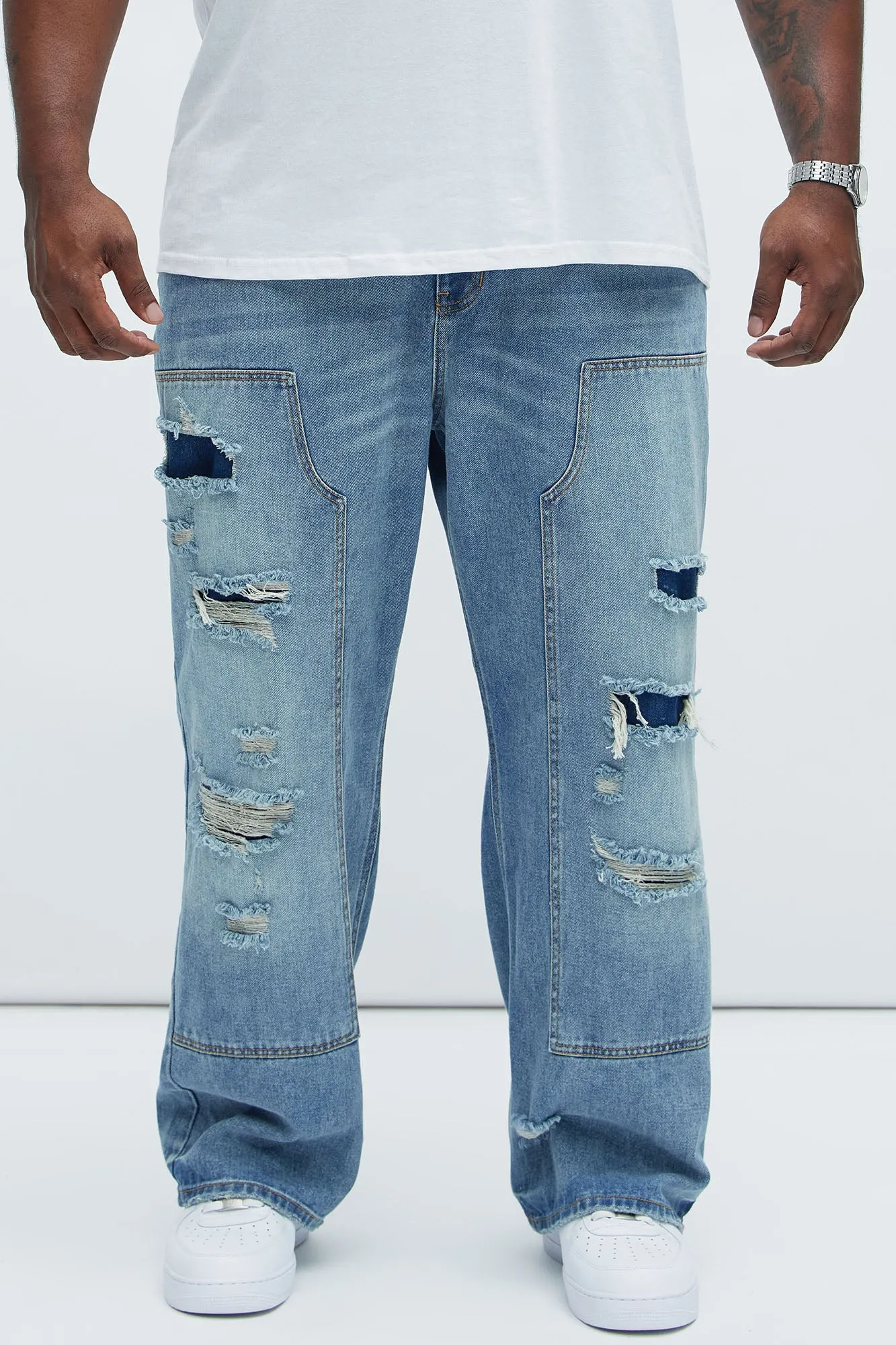 Bore Distressed Carpenter Jeans - Blue Wash