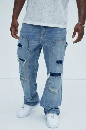 Bore Distressed Carpenter Jeans - Blue Wash