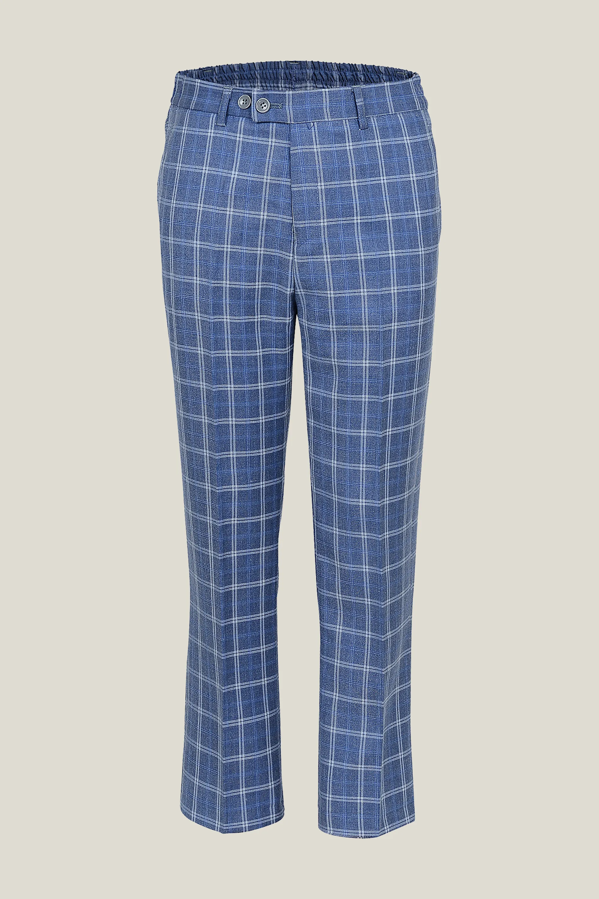 Boys Dusty Blue Checkered Pants