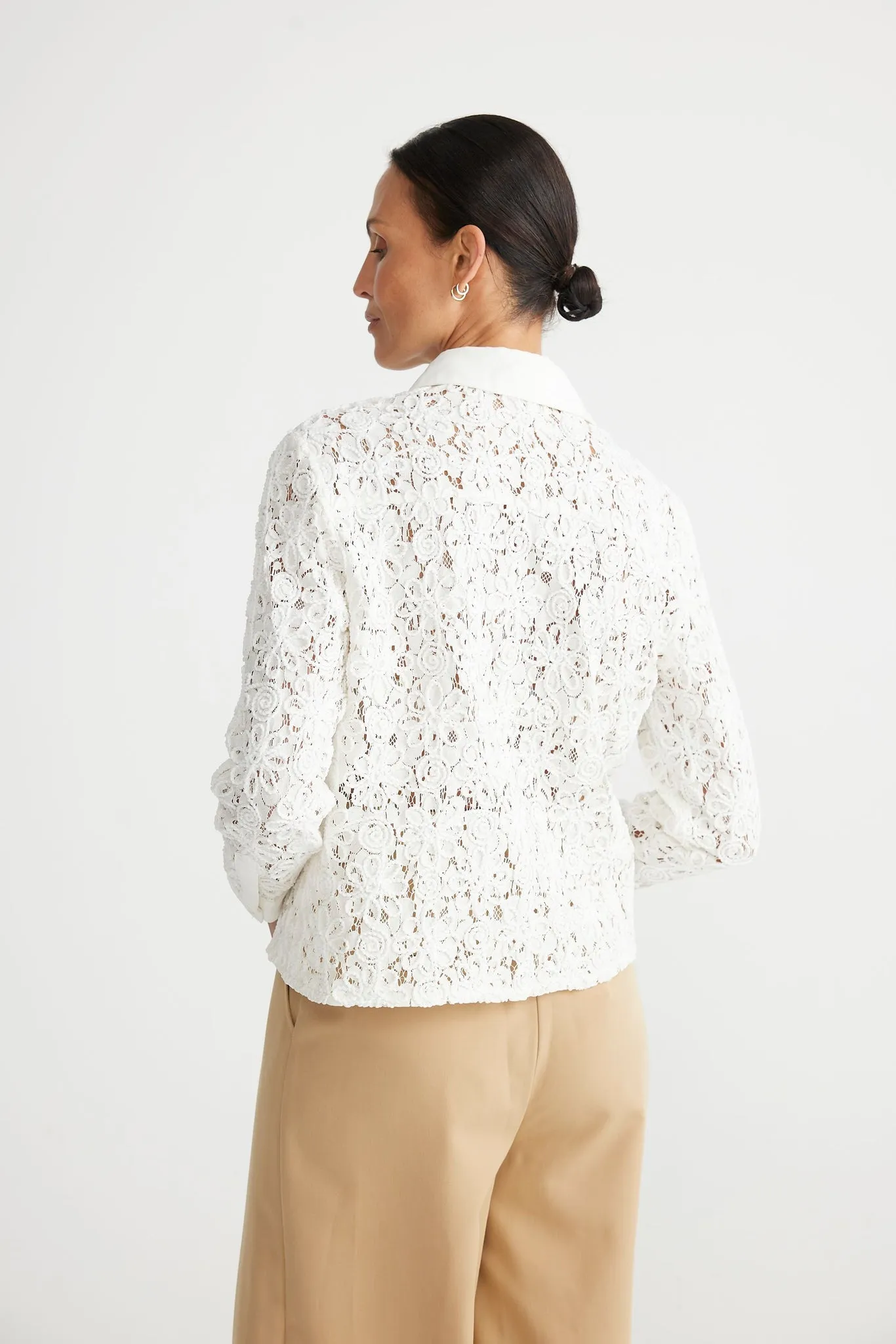 Brave & True Versaille Shirt White Raised Embroidery