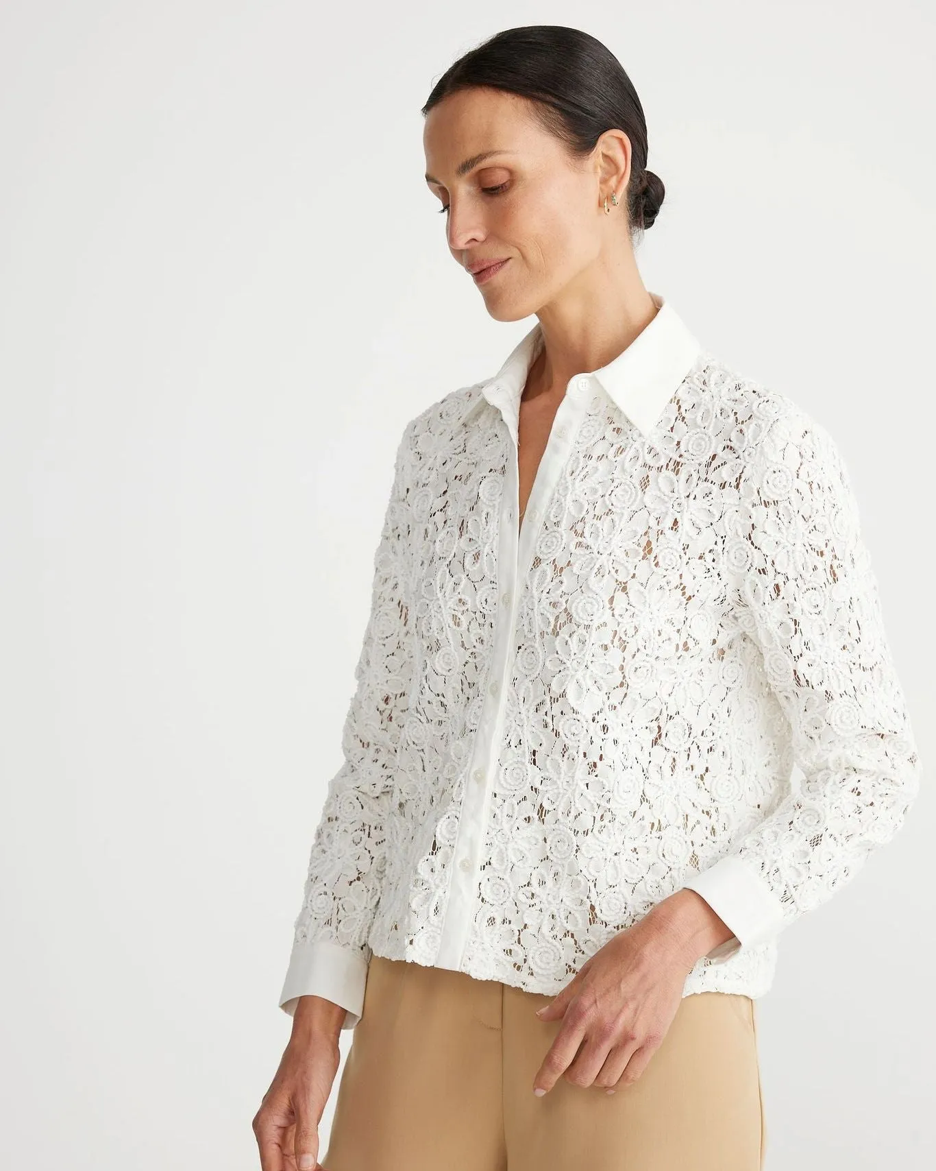 Brave & True Versaille Shirt White Raised Embroidery