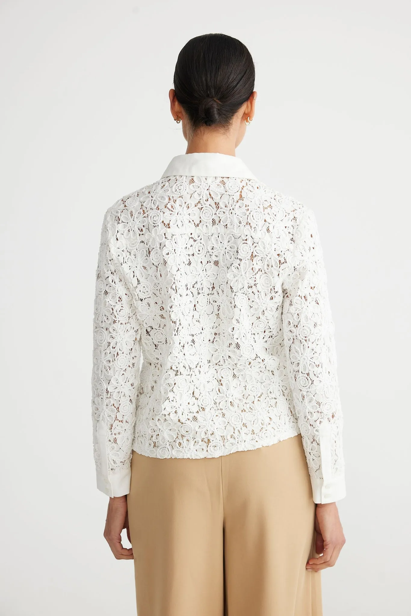 Brave & True Versaille Shirt White Raised Embroidery