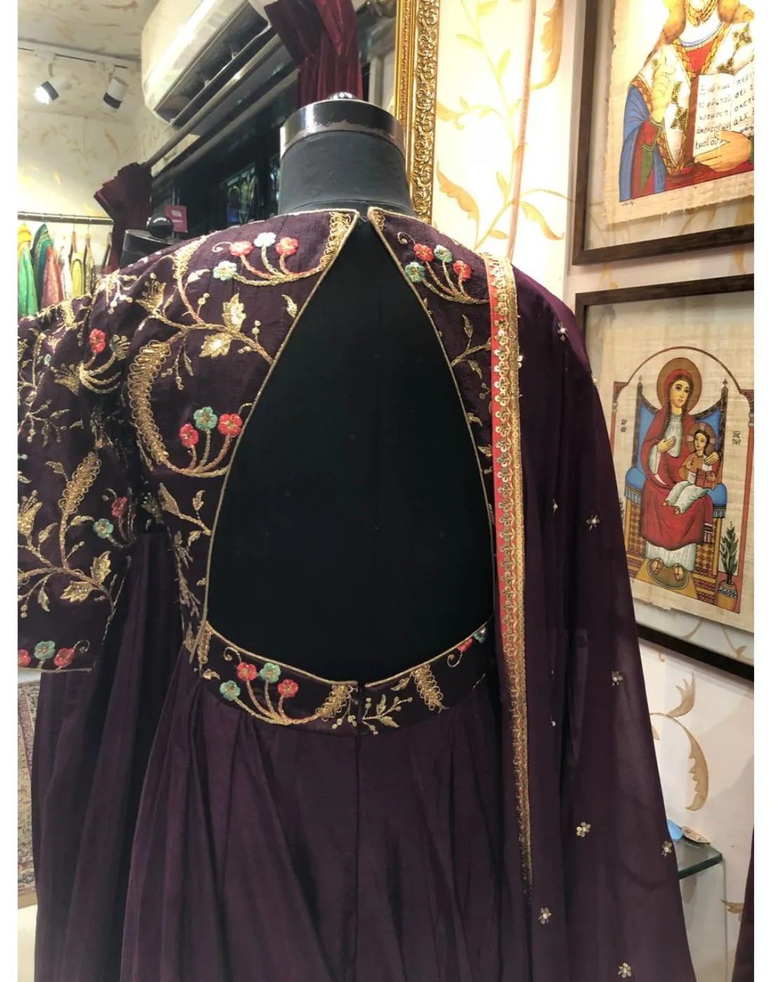 Burgundy Embroidered Anarkali -  Clearance