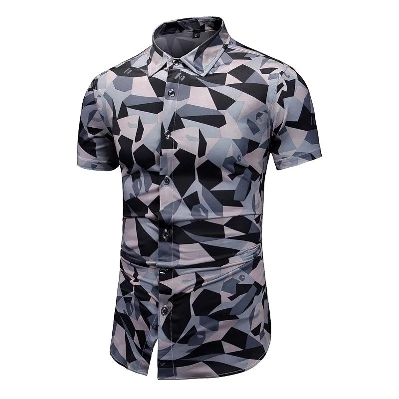 Camouflage Print Shirts Men's Clothing Short Sleeve Cotton Military Cargo Shirt Breathable Tactical Blouses