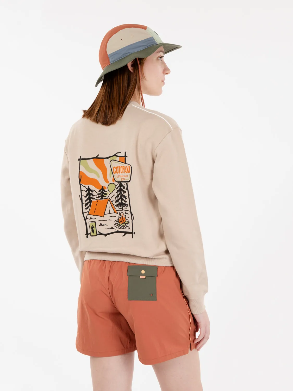 Camp life organic crew Sweatshirt oatmeal beige