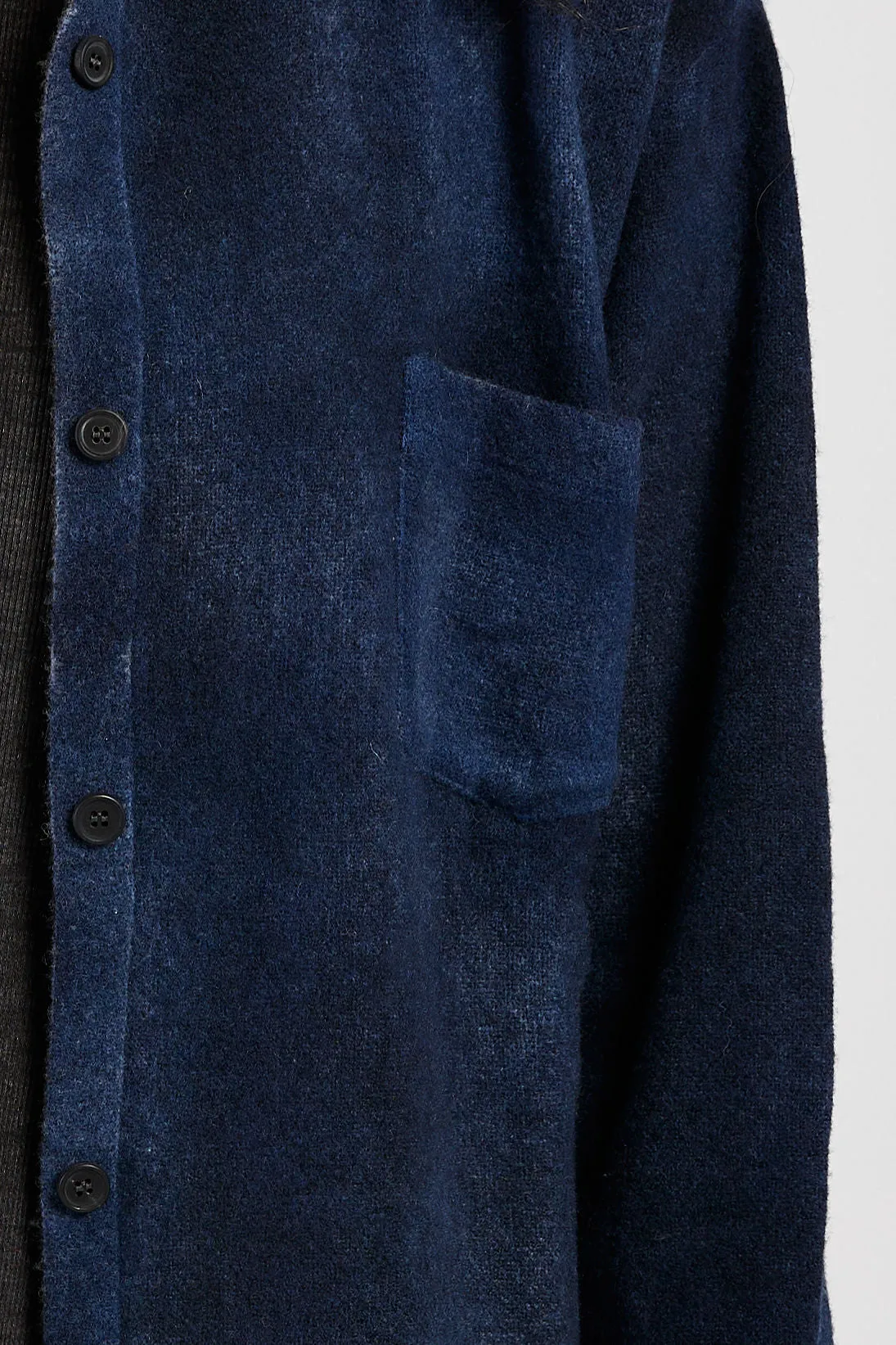 Cashmere Wool Knit Shirt in Midnight