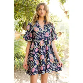 Celeta Puff Sleeve Flower Print THML Dress