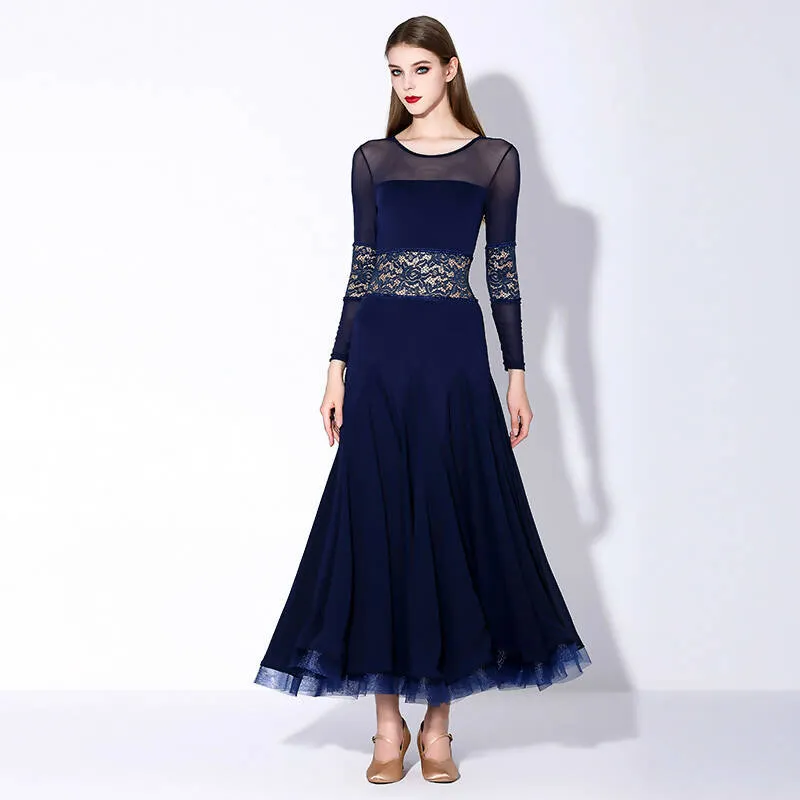 Classic Navy Lace Ballroom Dance Practice Dress | 875