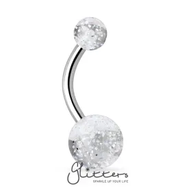 Clear Acrylic Color Ultra Glitter Ball Belly Button Ring