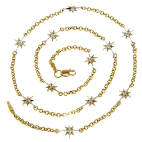 Compass Rose 14K Gold Endless Stars Necklace with Eleven Stars