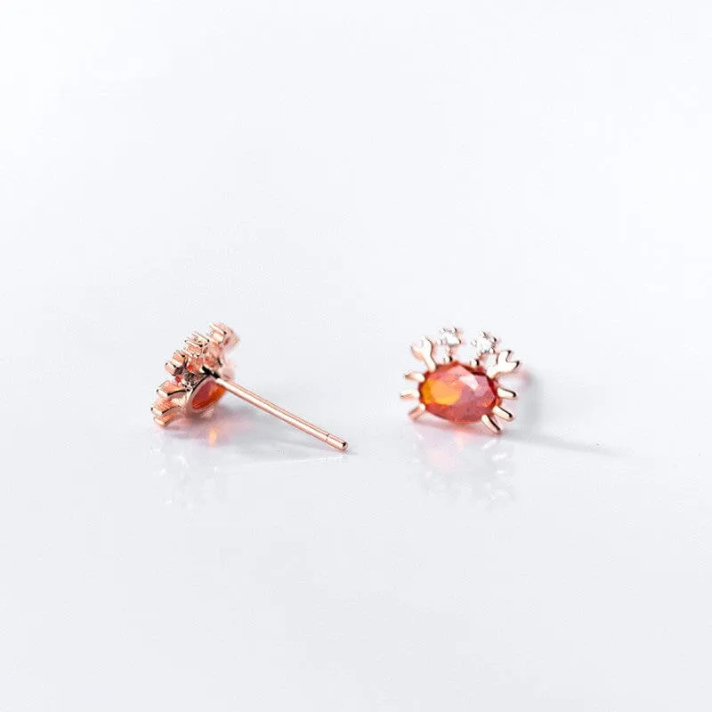 Crab Fire Opal Stud Earrings