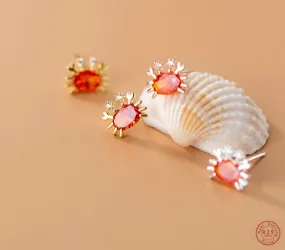 Crab Fire Opal Stud Earrings