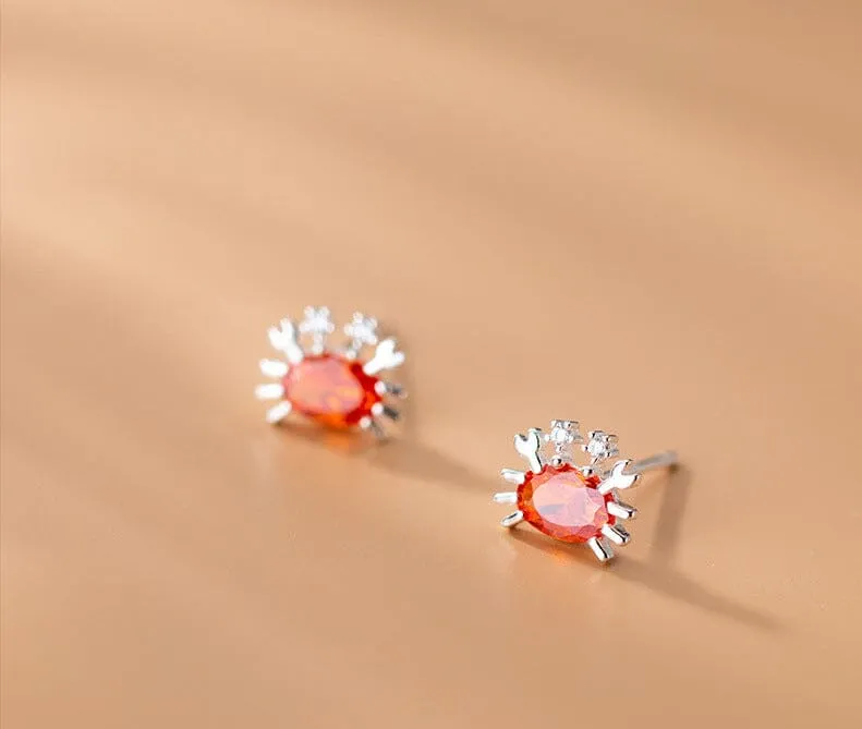 Crab Fire Opal Stud Earrings