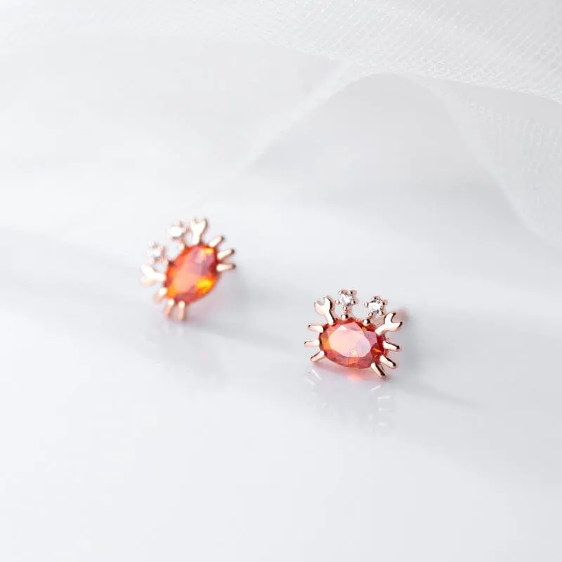 Crab Fire Opal Stud Earrings