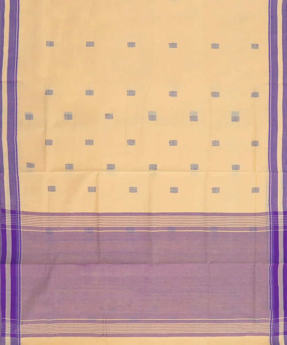 Cream plain butta rajahmundry handwoven cotton saree