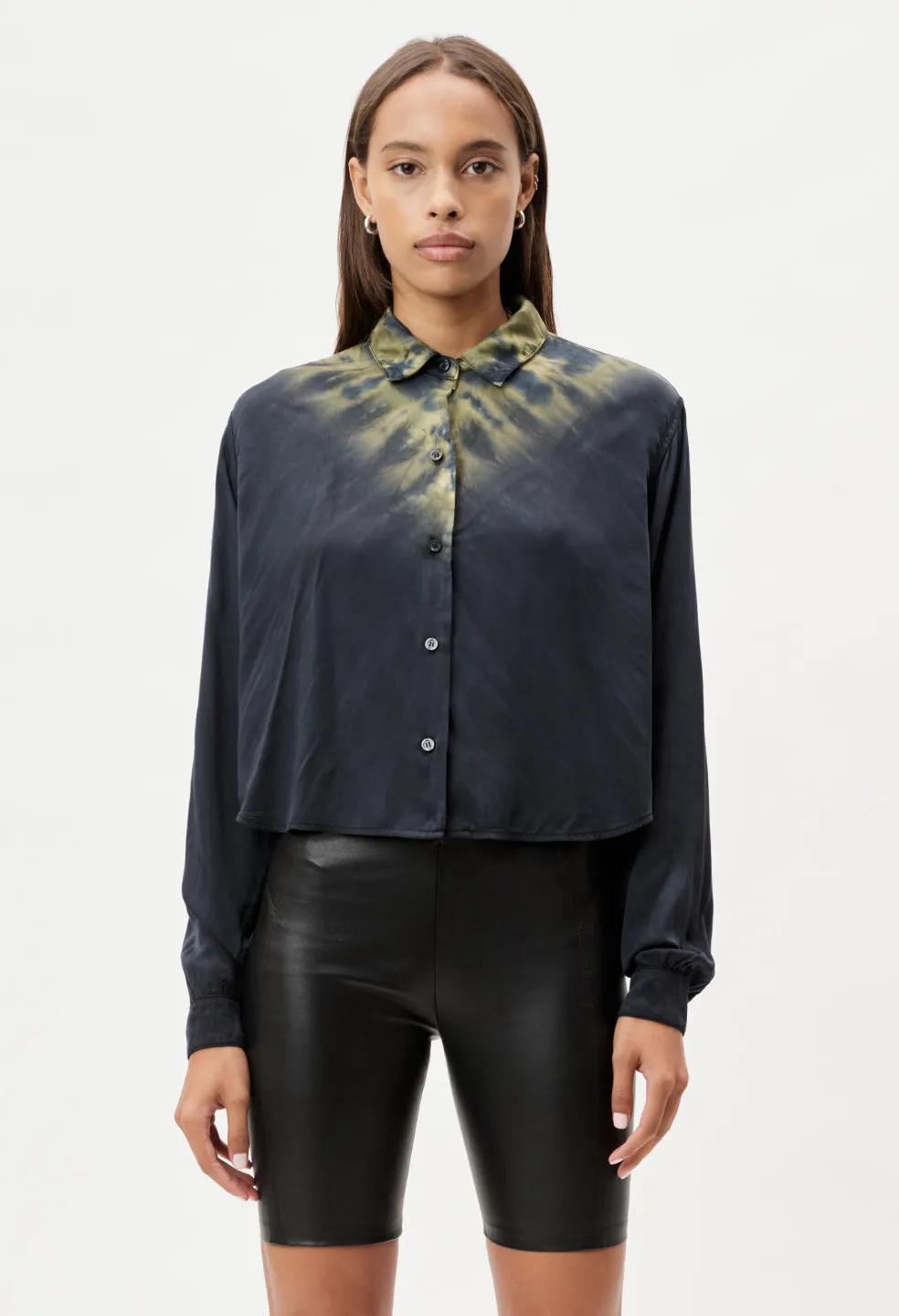 Cropped Jude Blouse / Mineral Tie Dye