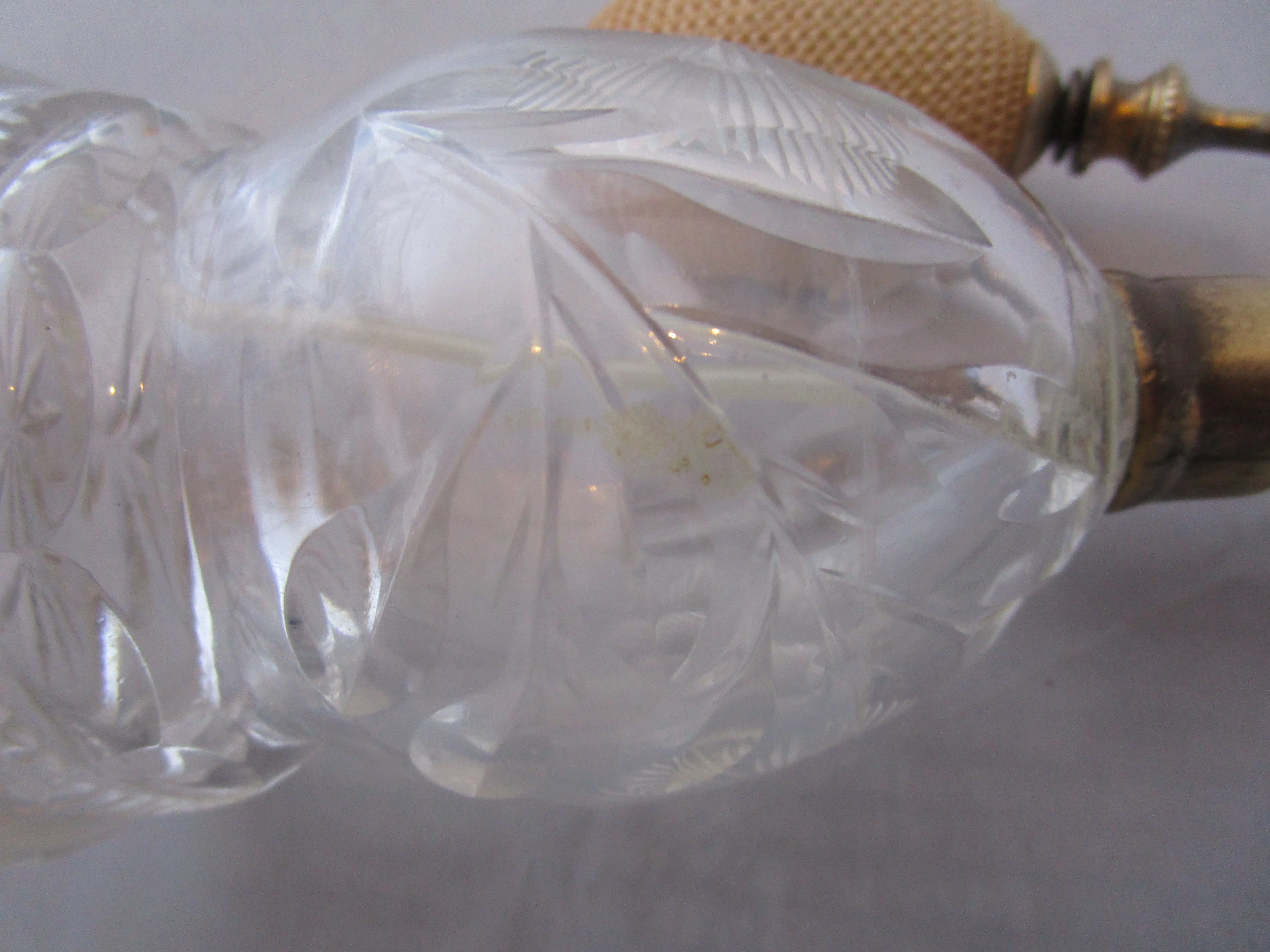 Cut Glass Perfume Atomiser Bottle Vintage Art Deco c1930