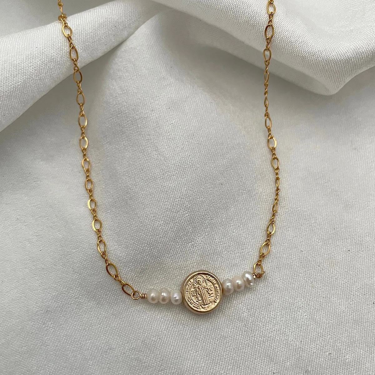 Dainty Benedictine Coin Necklace