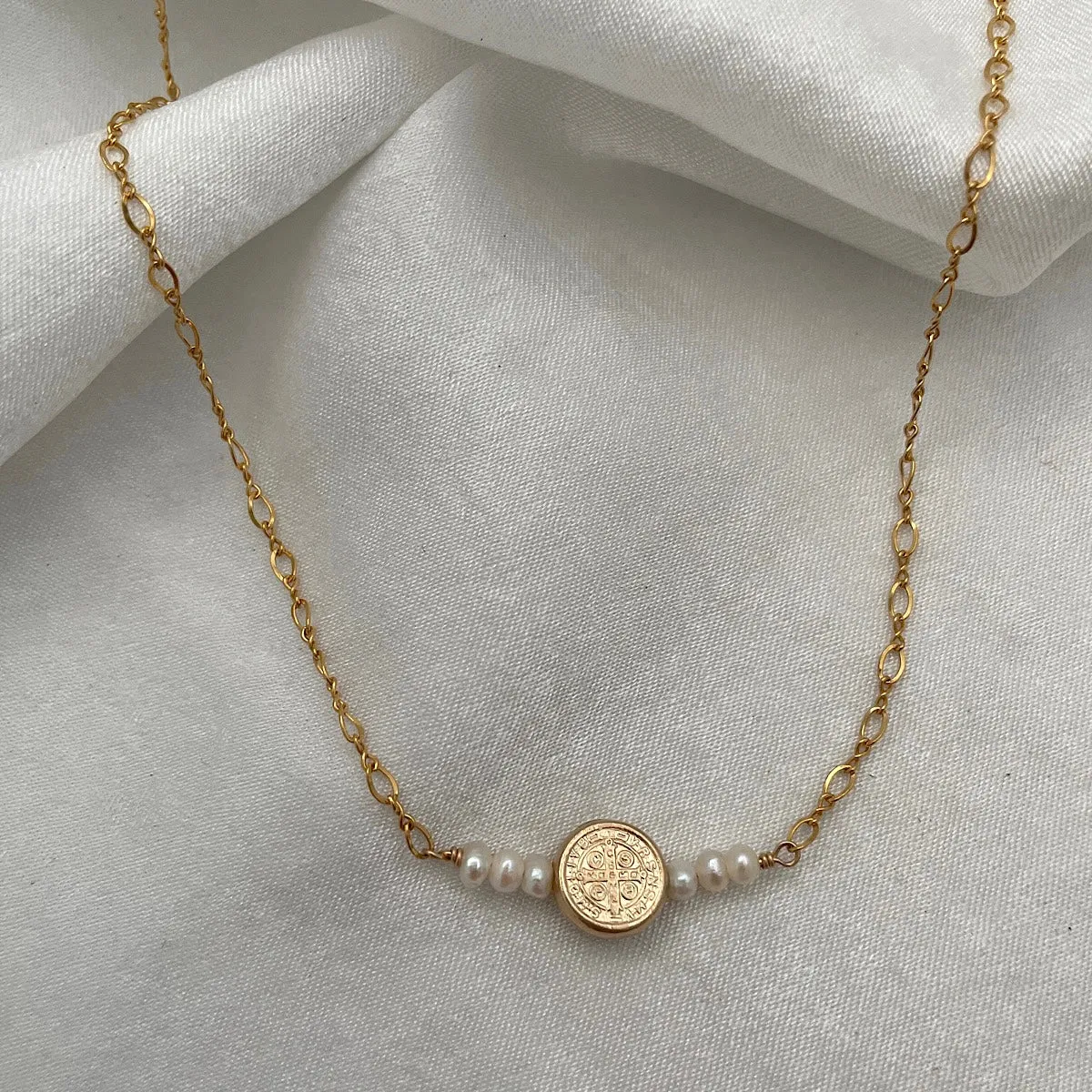 Dainty Benedictine Coin Necklace