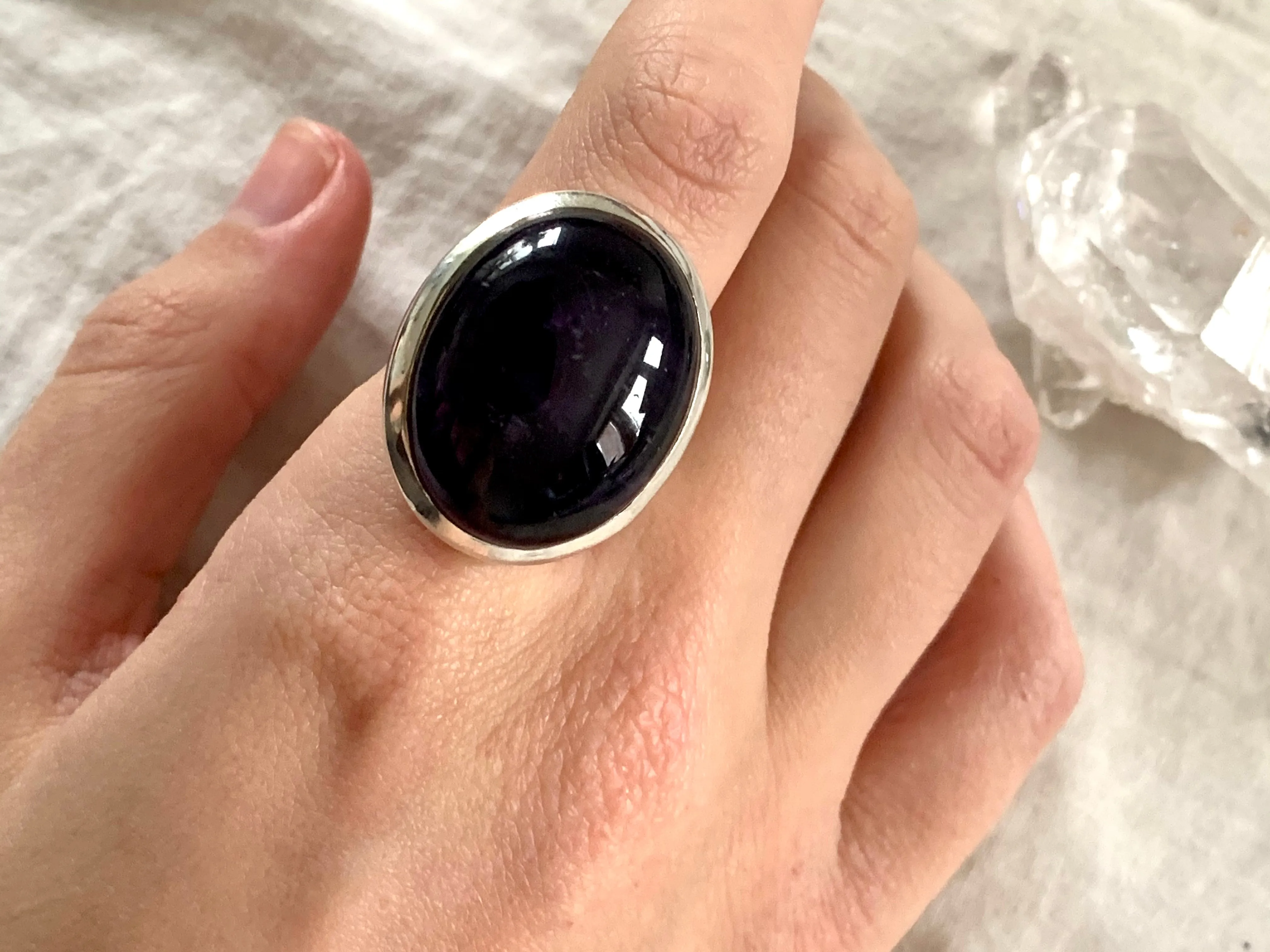 Dark Amethyst Naevia Ring - Large Oval