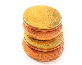 De Kulture Handmade Pure Copper & Brass Elegant Reversible Coaster Set,3 (D) Inches, Set of 4