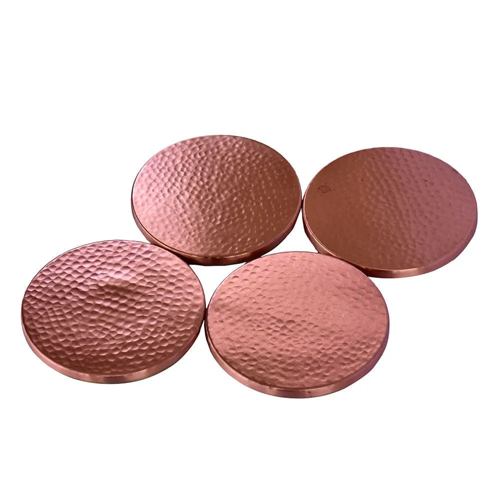 De Kulture Handmade Pure Copper & Brass Elegant Reversible Coaster Set,3 (D) Inches, Set of 4