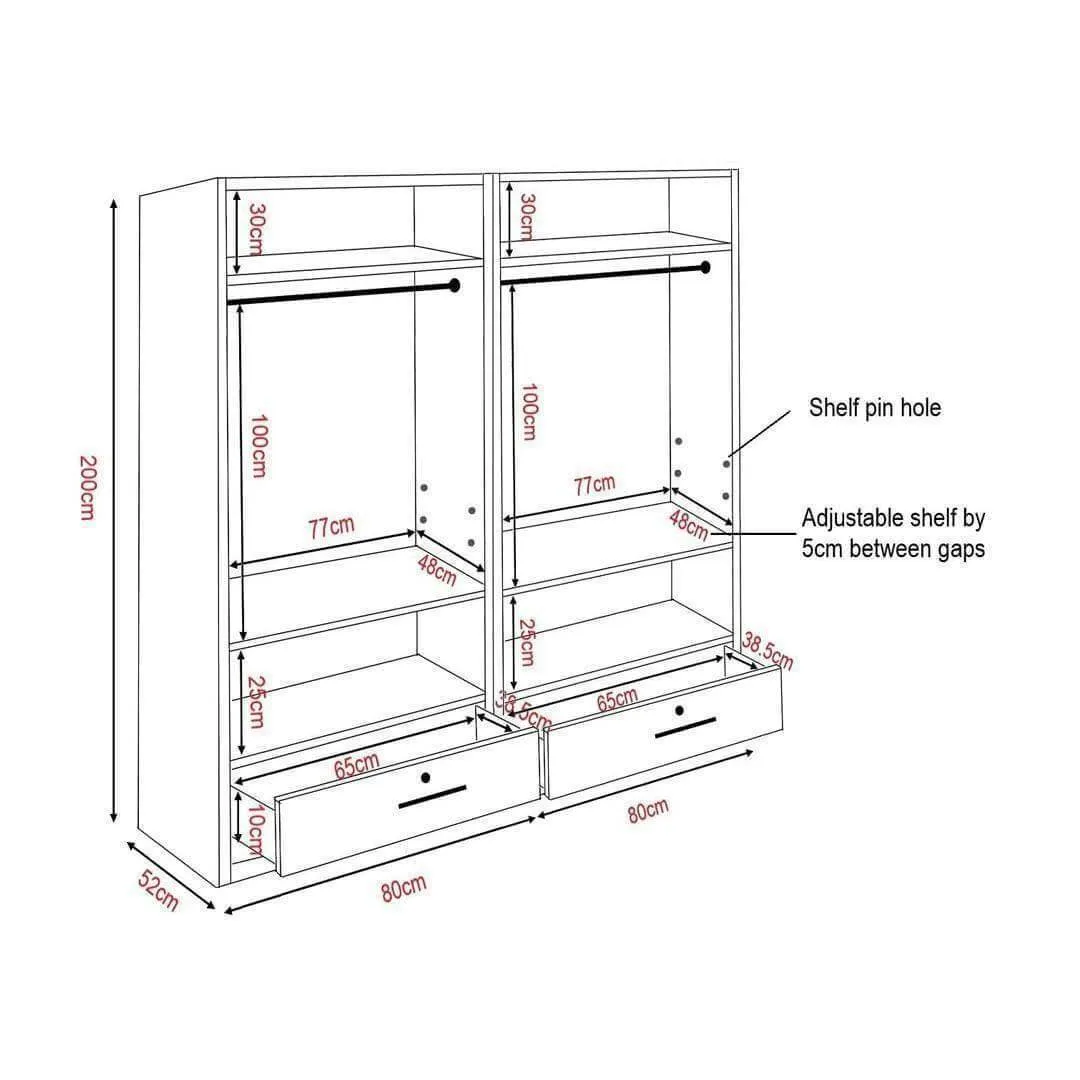 Deverel 4 Open Door Wardrobe