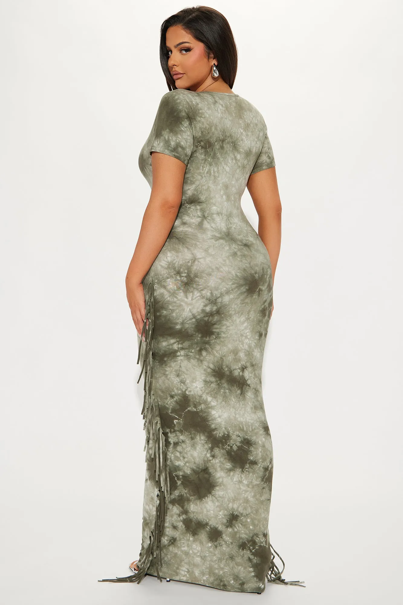 Devin Tie Dye Maxi Dress - Olive/combo