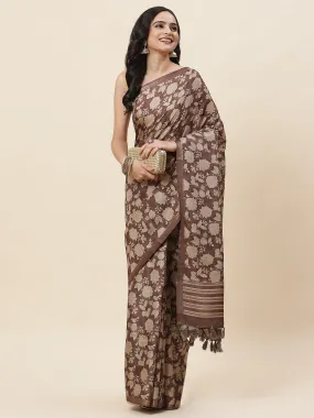 Digital Floral Printed Tussar Saree