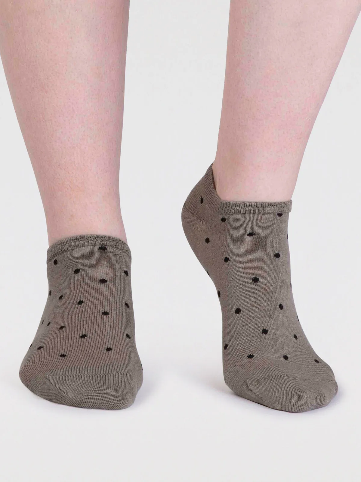 Dottie Bamboo Spotty Trainer Socks - Pea Green