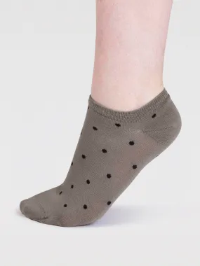 Dottie Bamboo Spotty Trainer Socks - Pea Green