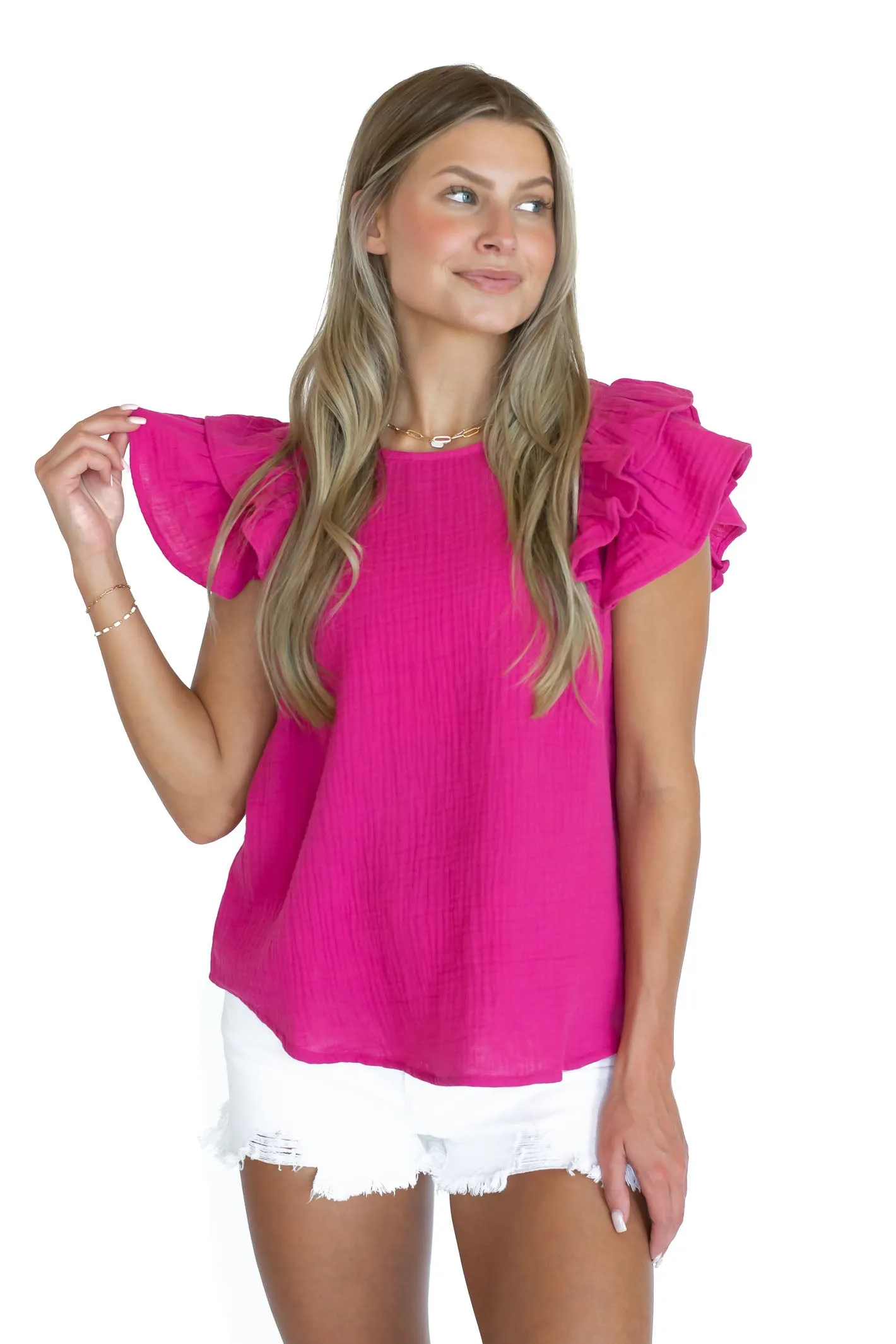 Draw You In Pink Ruffle Top