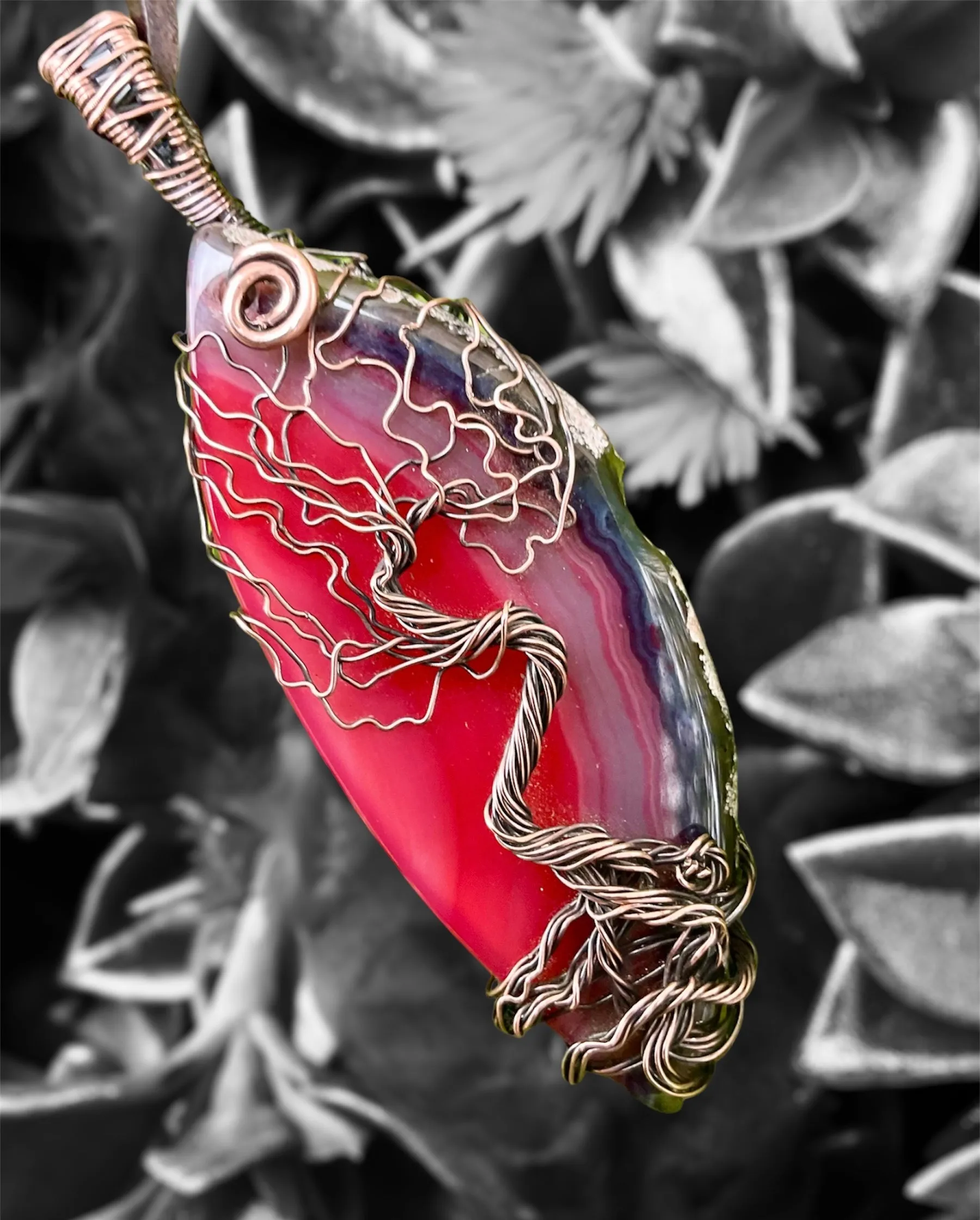 Druzy Geode Agate Slice Wire Wrapped Tree Of Life