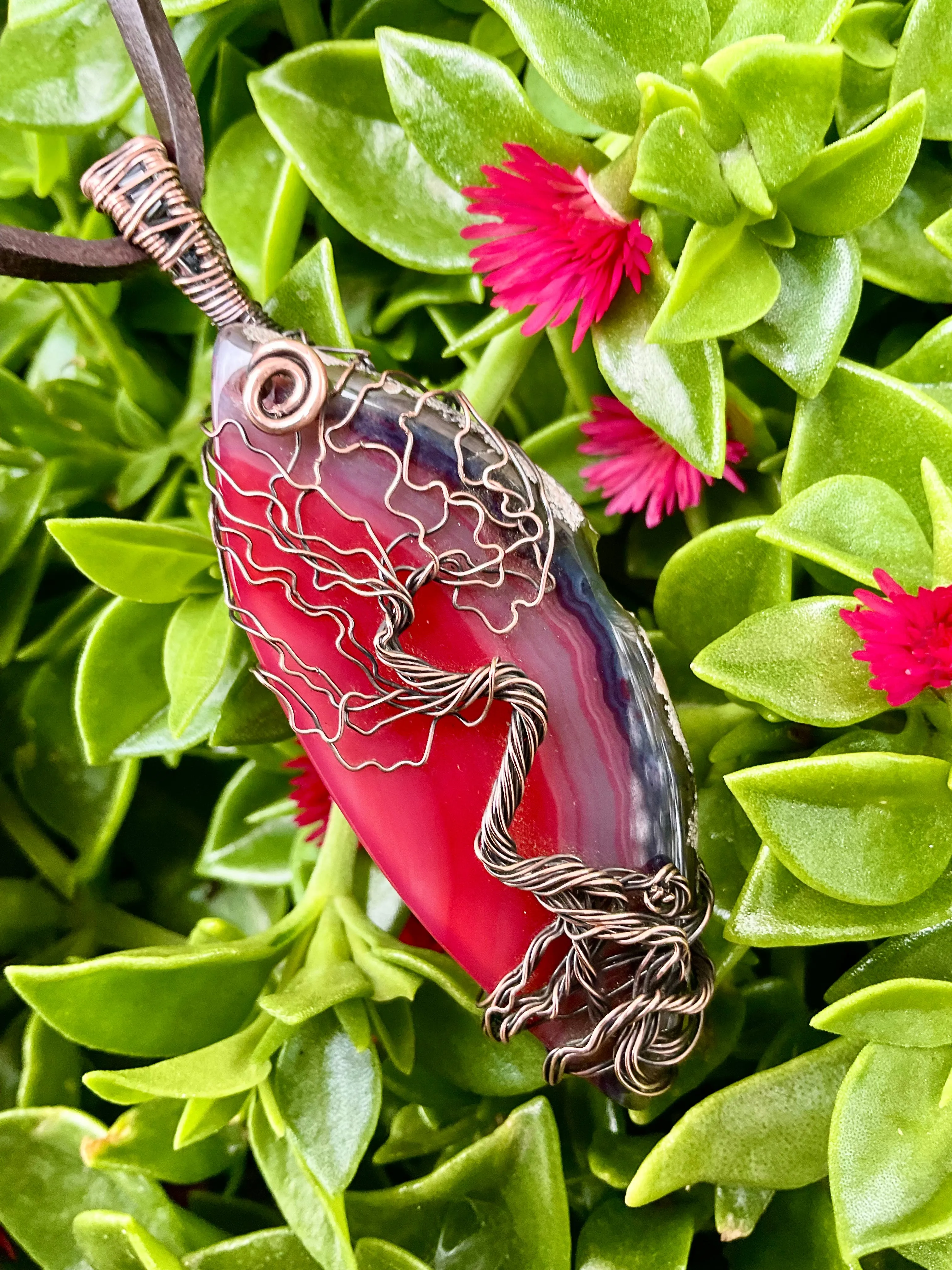 Druzy Geode Agate Slice Wire Wrapped Tree Of Life