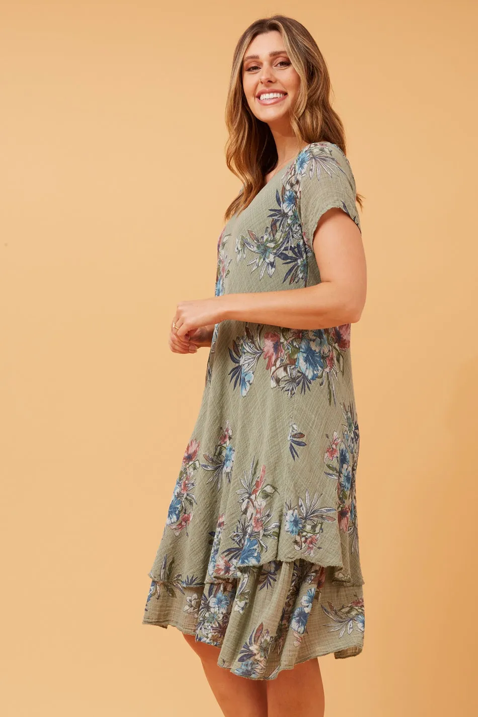 ELECTRA DOUBLE LAYER FLORAL DRESS