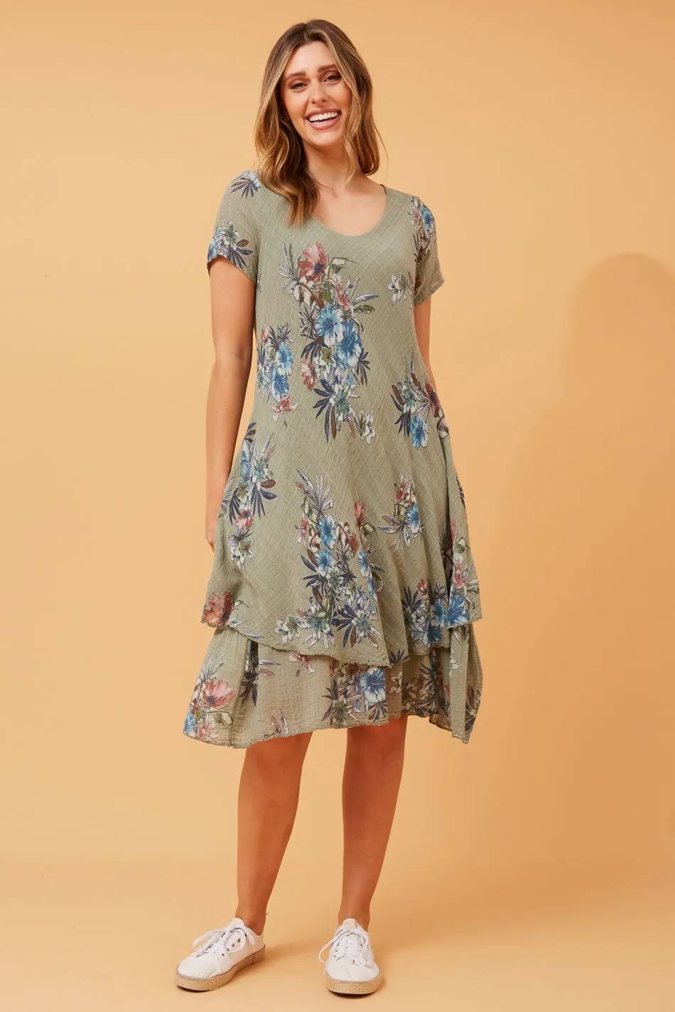 ELECTRA DOUBLE LAYER FLORAL DRESS