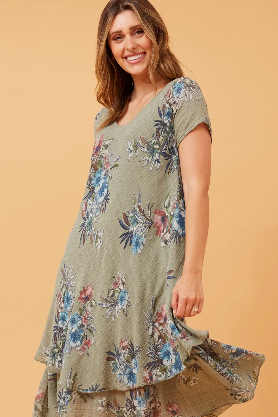 ELECTRA DOUBLE LAYER FLORAL DRESS