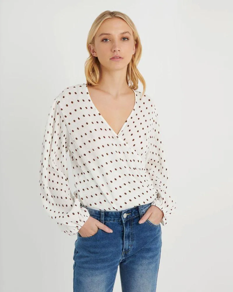 Elissa Blouse - White Polkadot