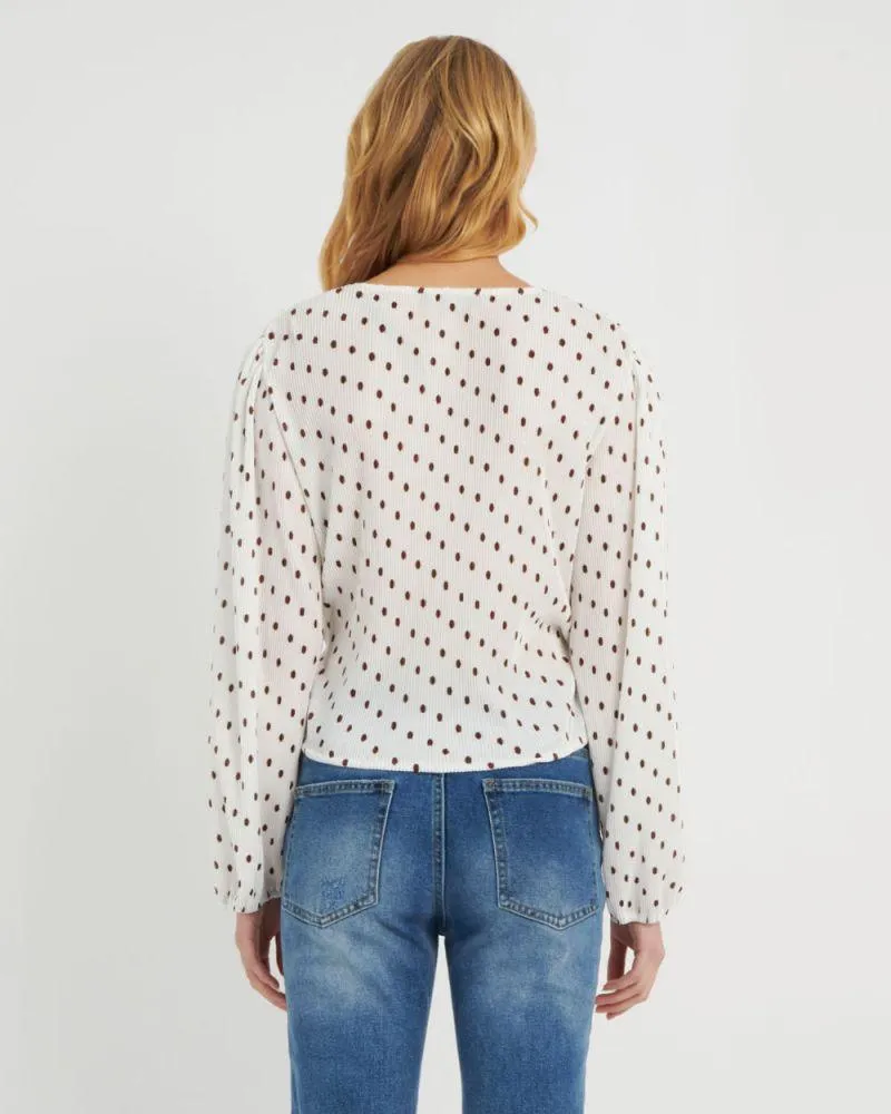 Elissa Blouse - White Polkadot